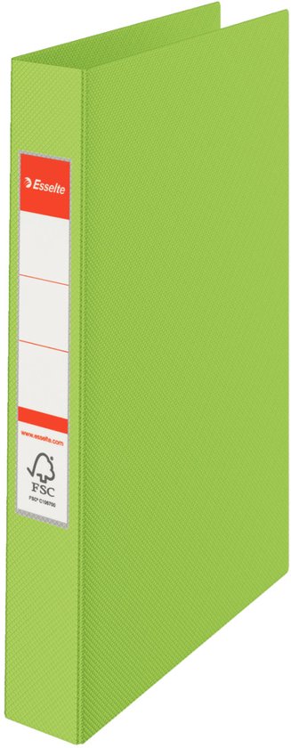 Lichtgroene ringband met 'Esselte' logo en FSC-keurmerk.
