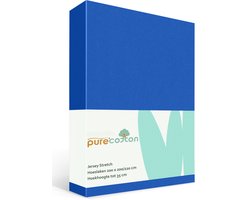 Hoeslaken 200x200 - Katoen jersey - Hoekhoogte 35cm - Elastiek rondom - Blauw