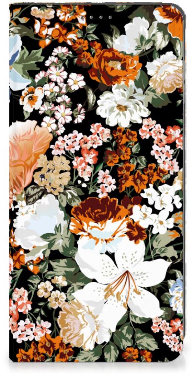 Book Case voor Smart Cover voor Motorola Moto G14 Dark Flowers