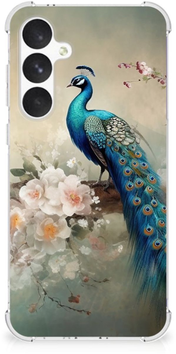 Back Cover voor Case Anti-shock voor Samsung Galaxy A55 Vintage Pauwen