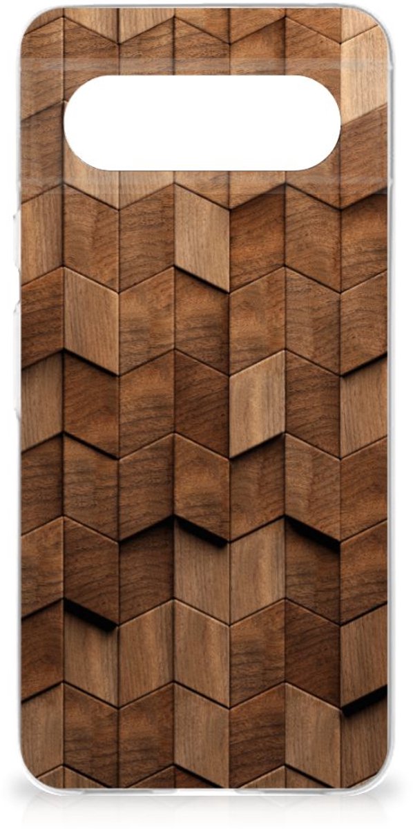 Bumper Hoesje voor Google Pixel 8 Wooden Cubes