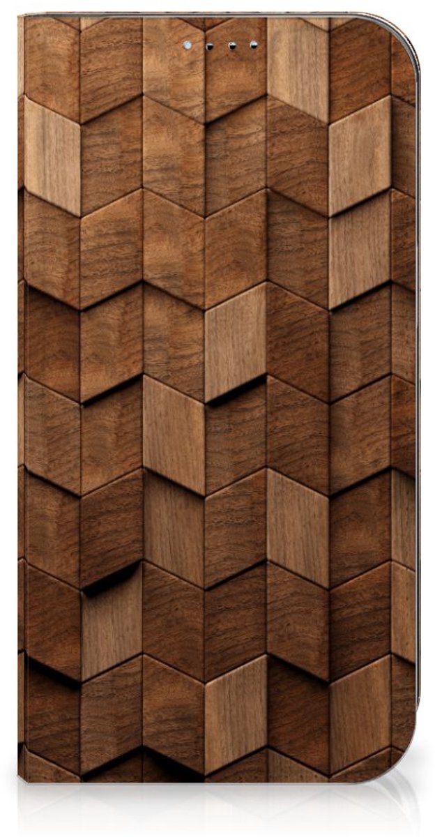 Book Wallet Case voor iPhone 15 Wooden Cubes