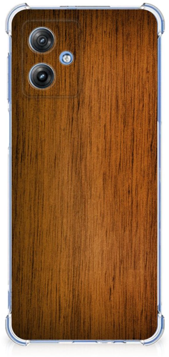 Motorola Moto G54 Stevig Telefoonhoesje Donker Hout