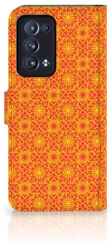 PU Premium Housse pour OPPO Reno 6 Pro+ 5G Portefeuille Batik Orange
