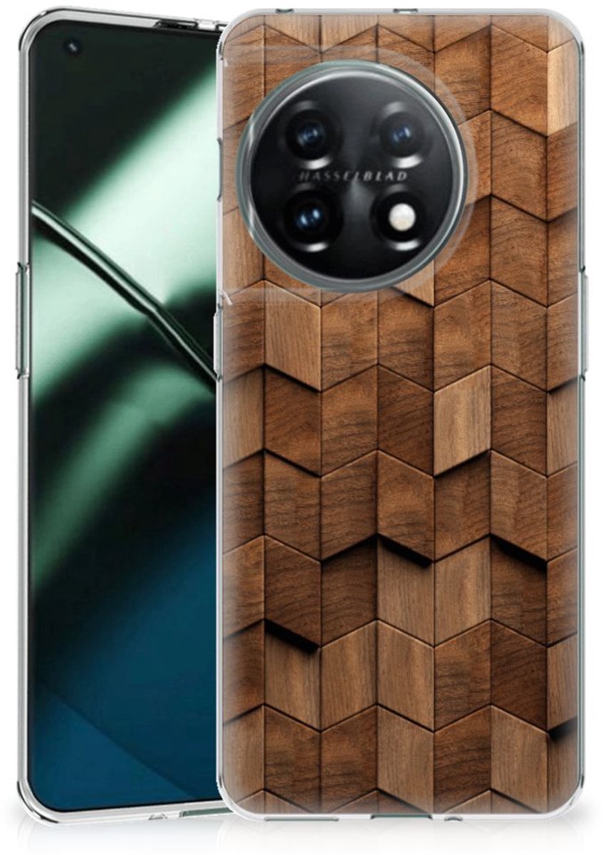Bumper Hoesje voor OnePlus 11 Wooden Cubes