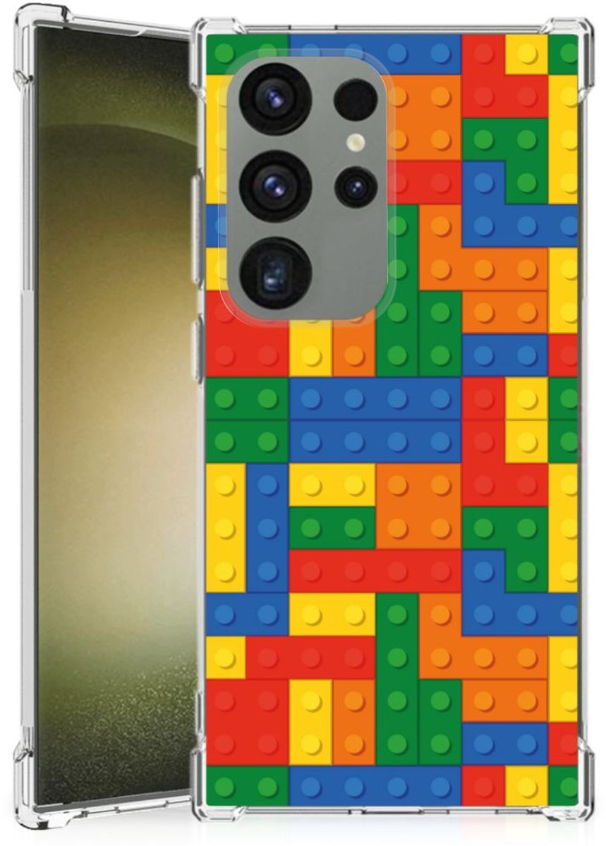 Samsung Galaxy S24 Ultra Doorzichtige Silicone Hoesje Blokken