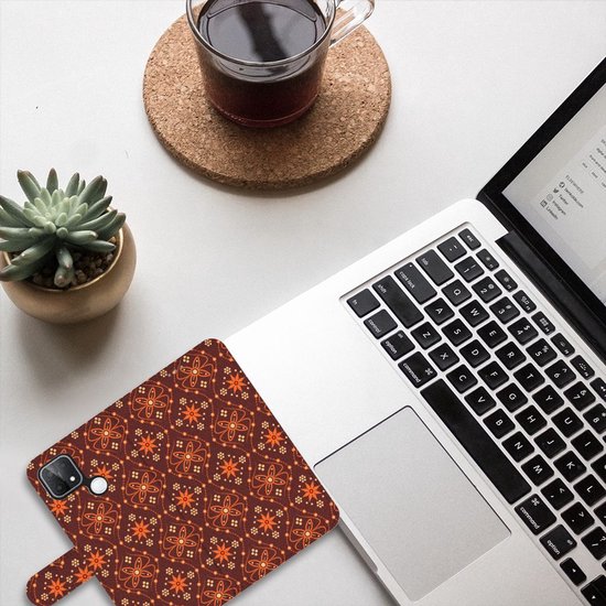 Etui pour téléphone OPPO A15 Etui portefeuille Batik Marron