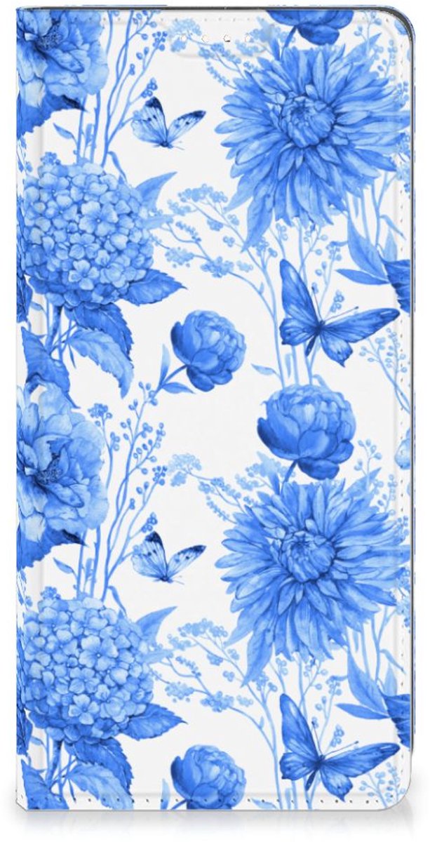 Smart Cover voor Motorola Moto G73 Flowers Blue