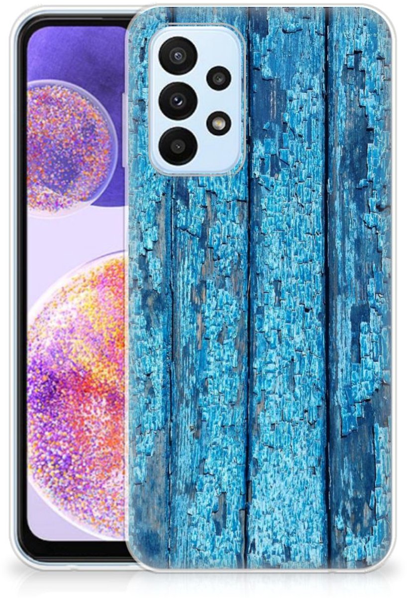 Samsung Galaxy A23 Bumper Hoesje Wood Blue