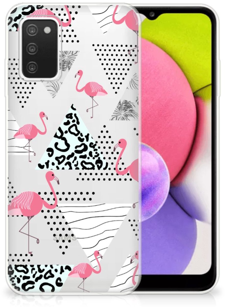 Samsung Galaxy A03S TPU Hoesje Flamingo Triangle