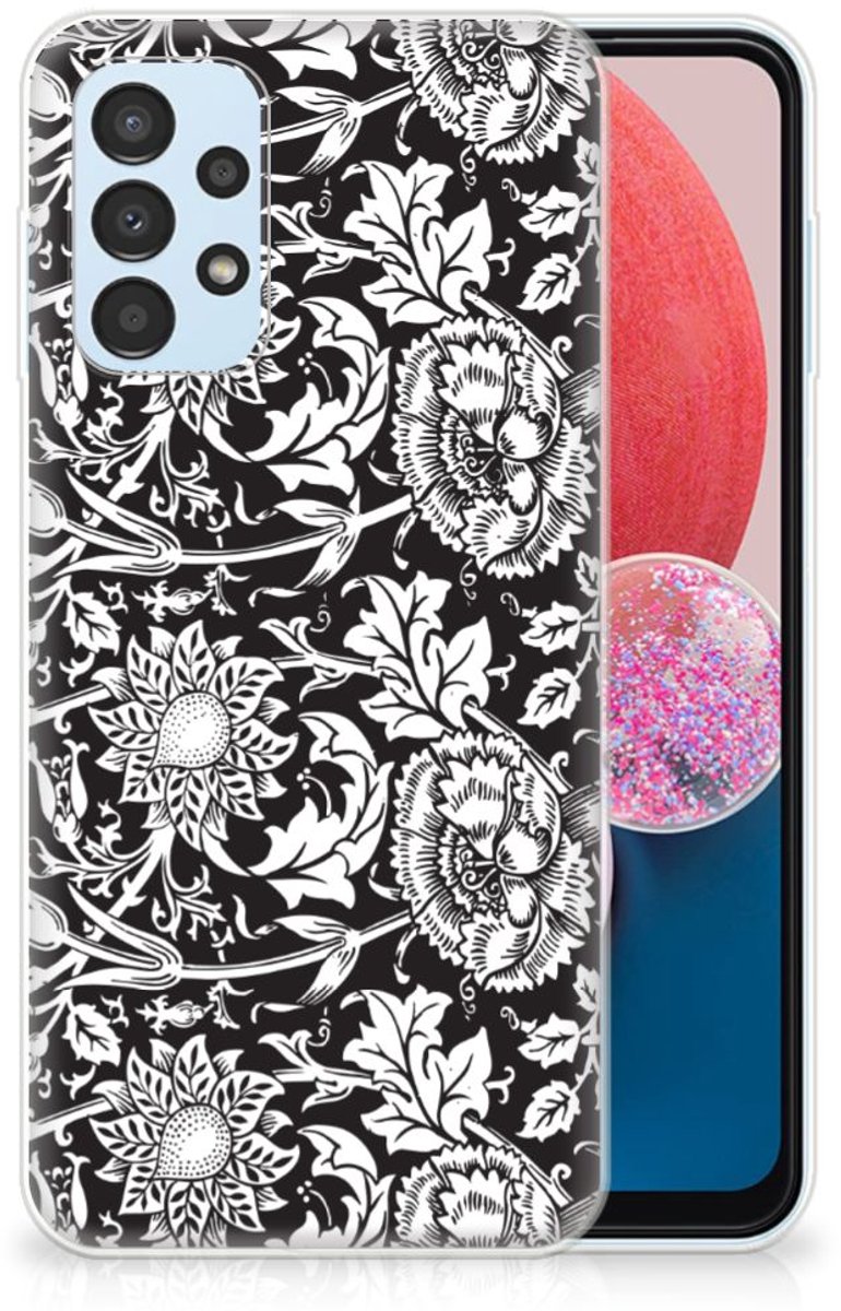 Samsung Galaxy A13 4G TPU Case Black Flowers