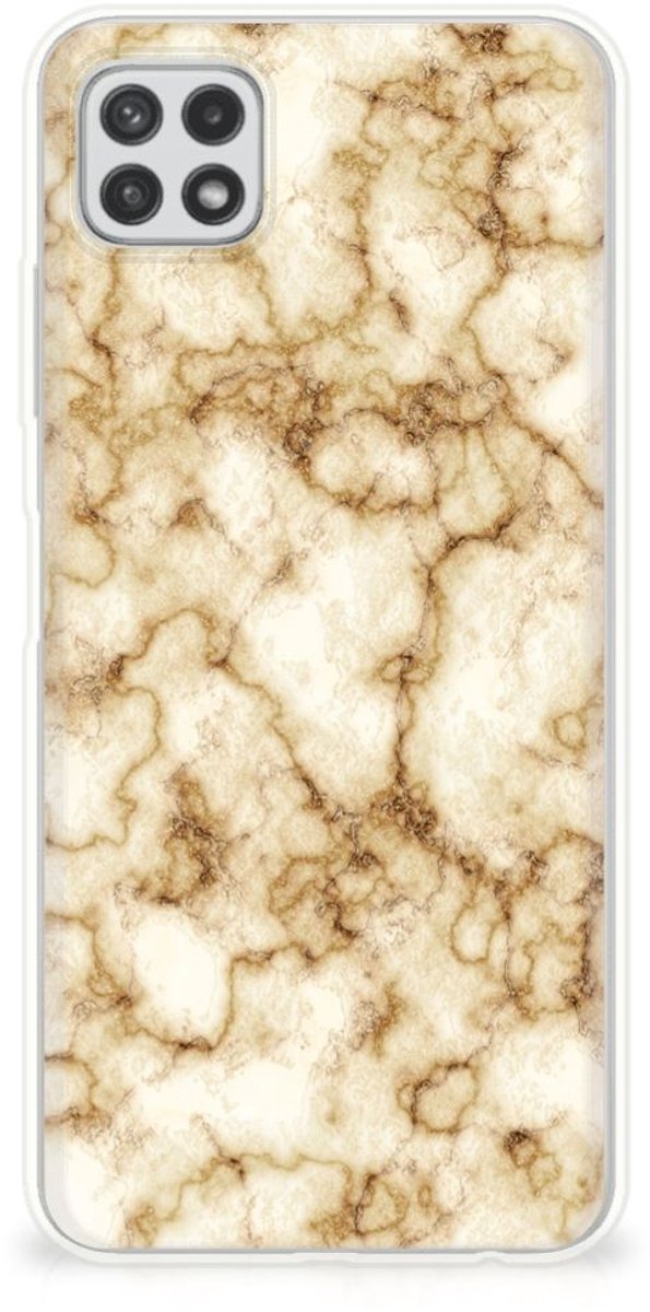 Samsung Galaxy A22 5G TPU Siliconen Hoesje Marmer Goud