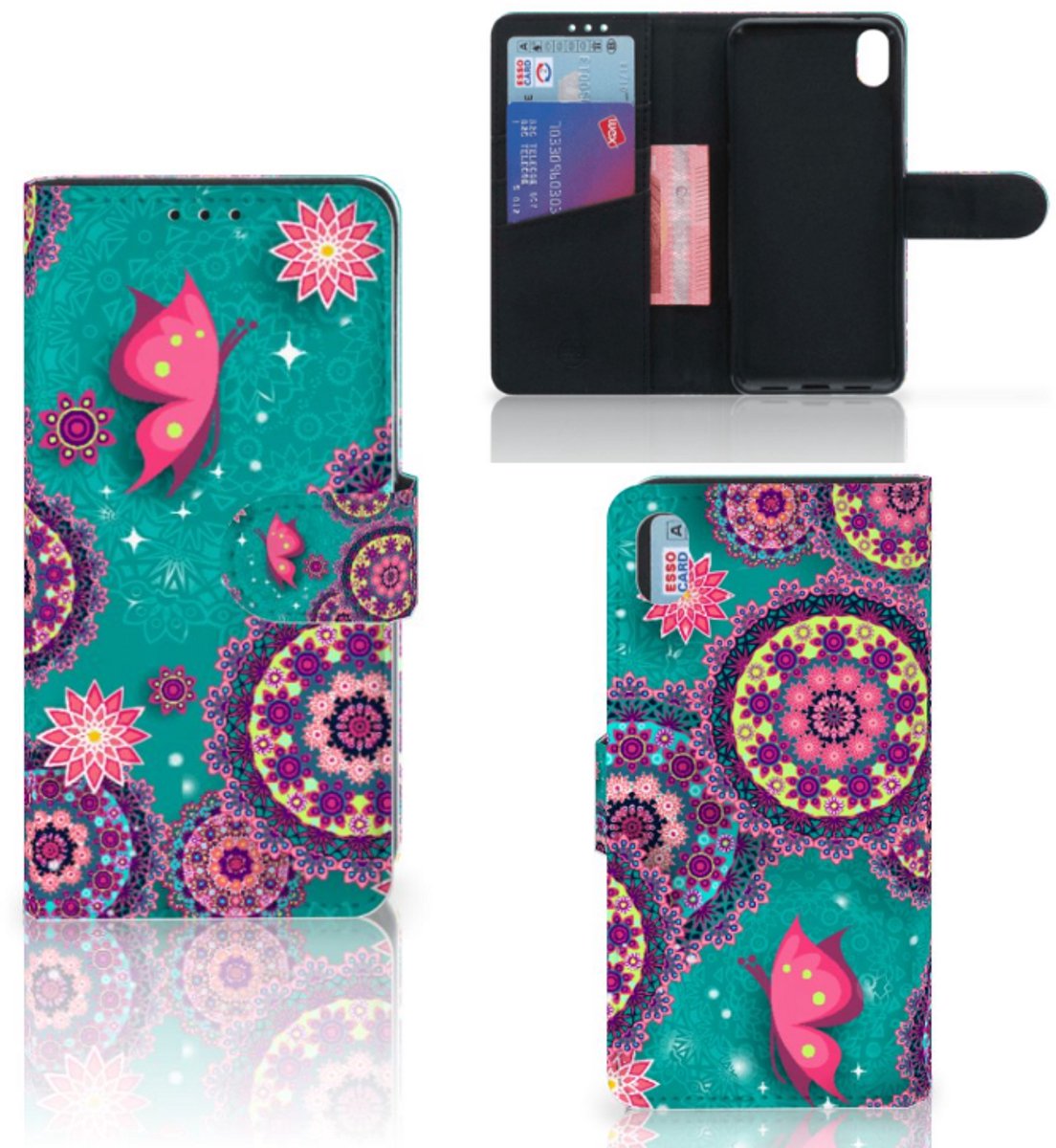 Book Case voor Xiaomi Redmi 7A Hoesje Cirkels en Vlinders