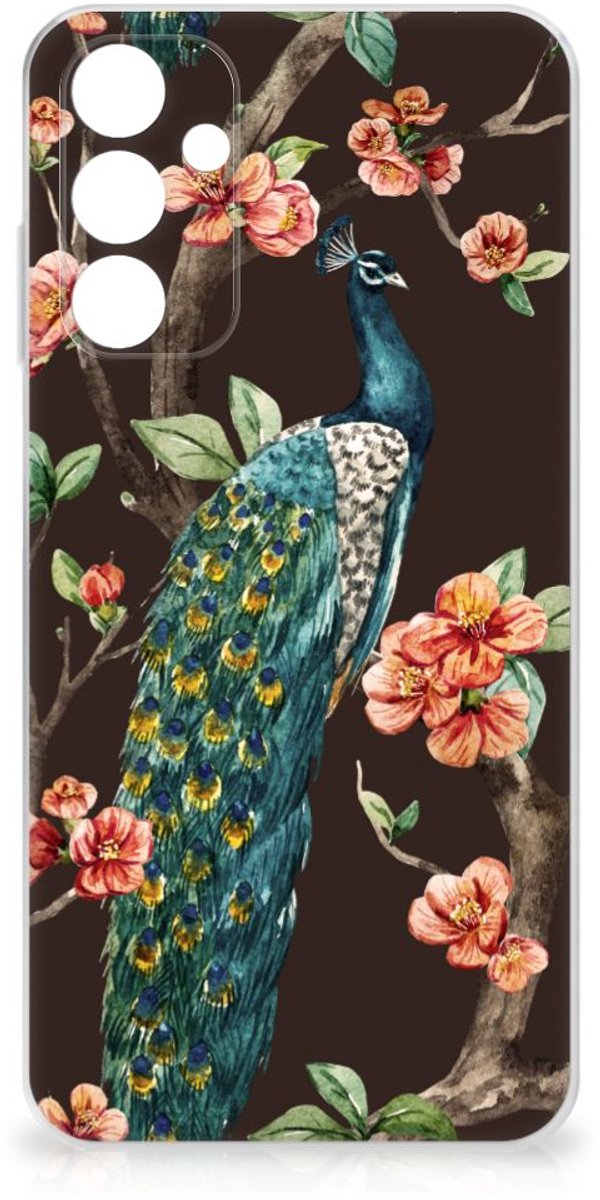 Samsung Galaxy A15 TPU Hoesje Pauw met Bloemen