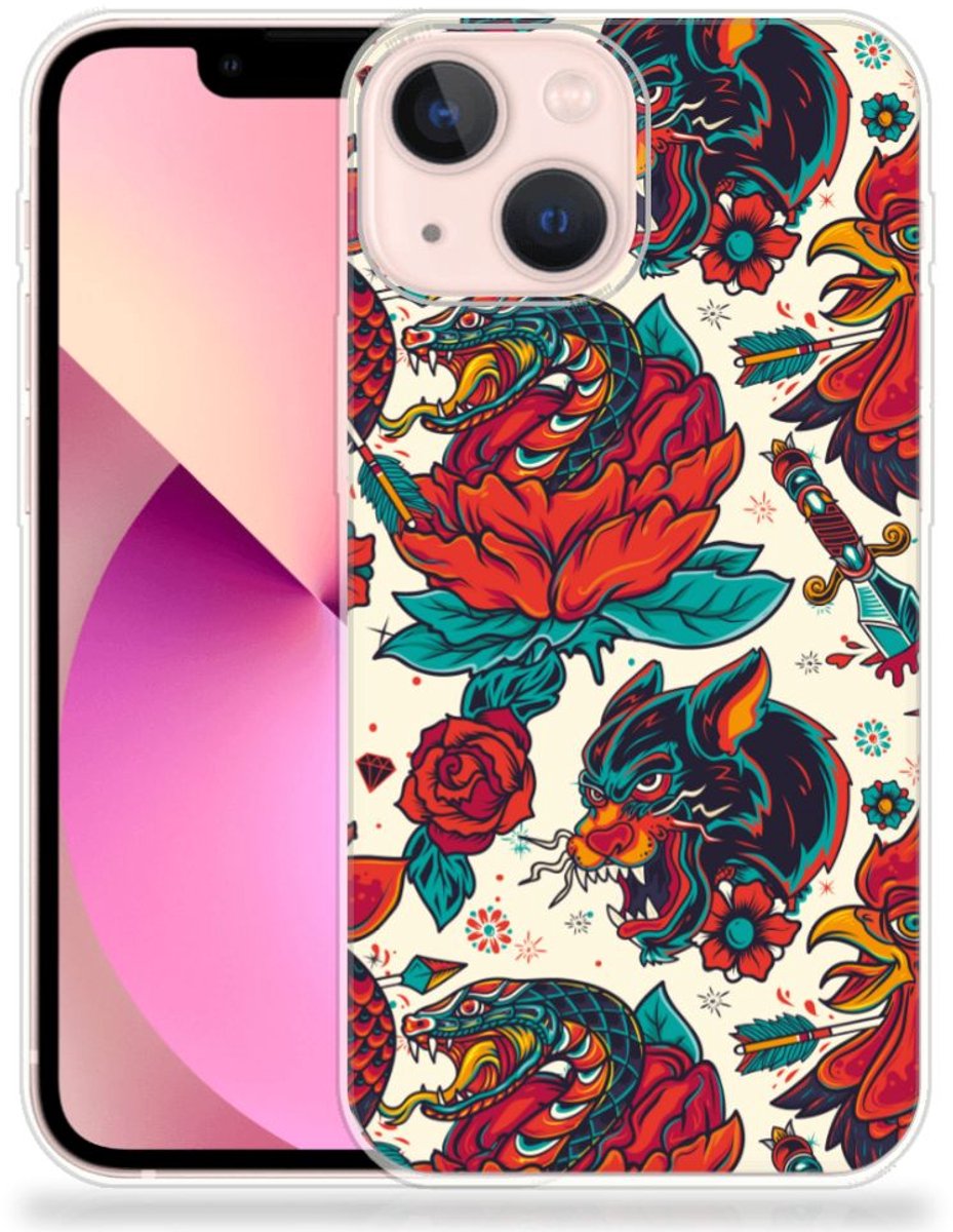 Siliconen Hoesje met foto voor iPhone 13 mini Old Skool