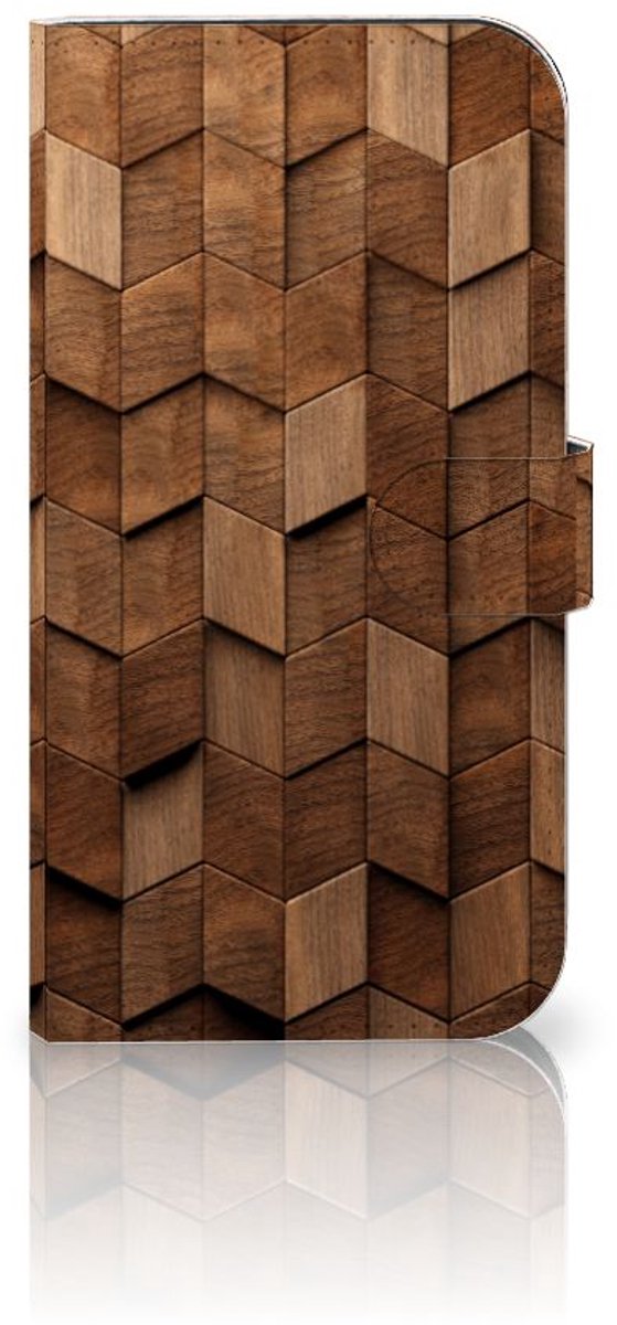 Boekhoesje voor Book Style Case voor iPhone 15 Plus Wooden Cubes