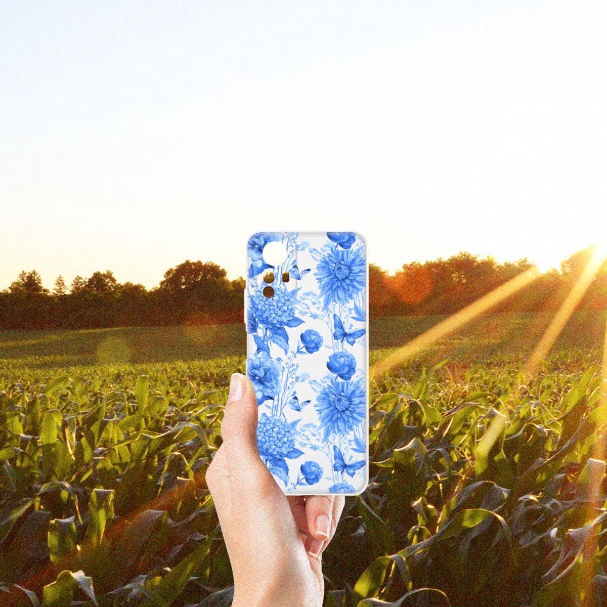 TPU Case voor Xiaomi Redmi Note 12S Flowers Blue