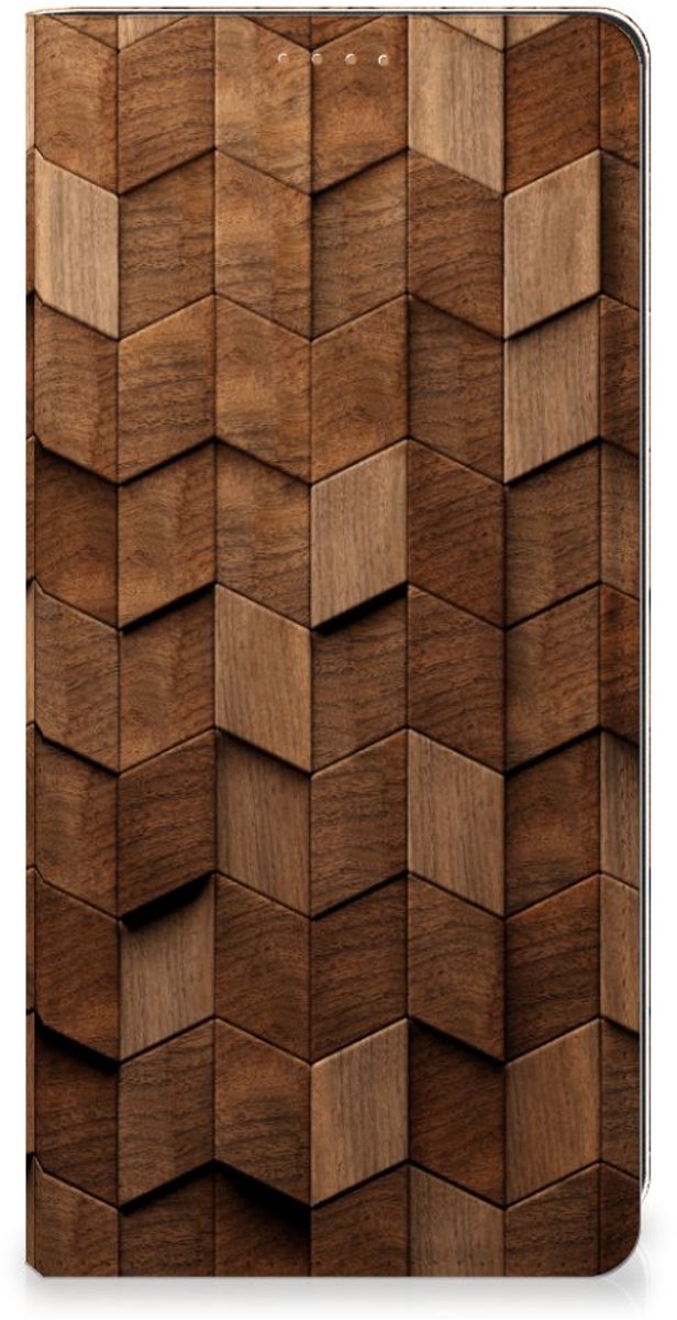 Book Case voor Book Wallet Case voor Motorola Moto G34 Wooden Cubes