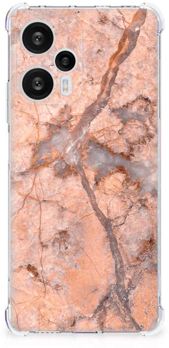 Xiaomi Poco F5 Anti-Shock Hoesje Marmer Oranje