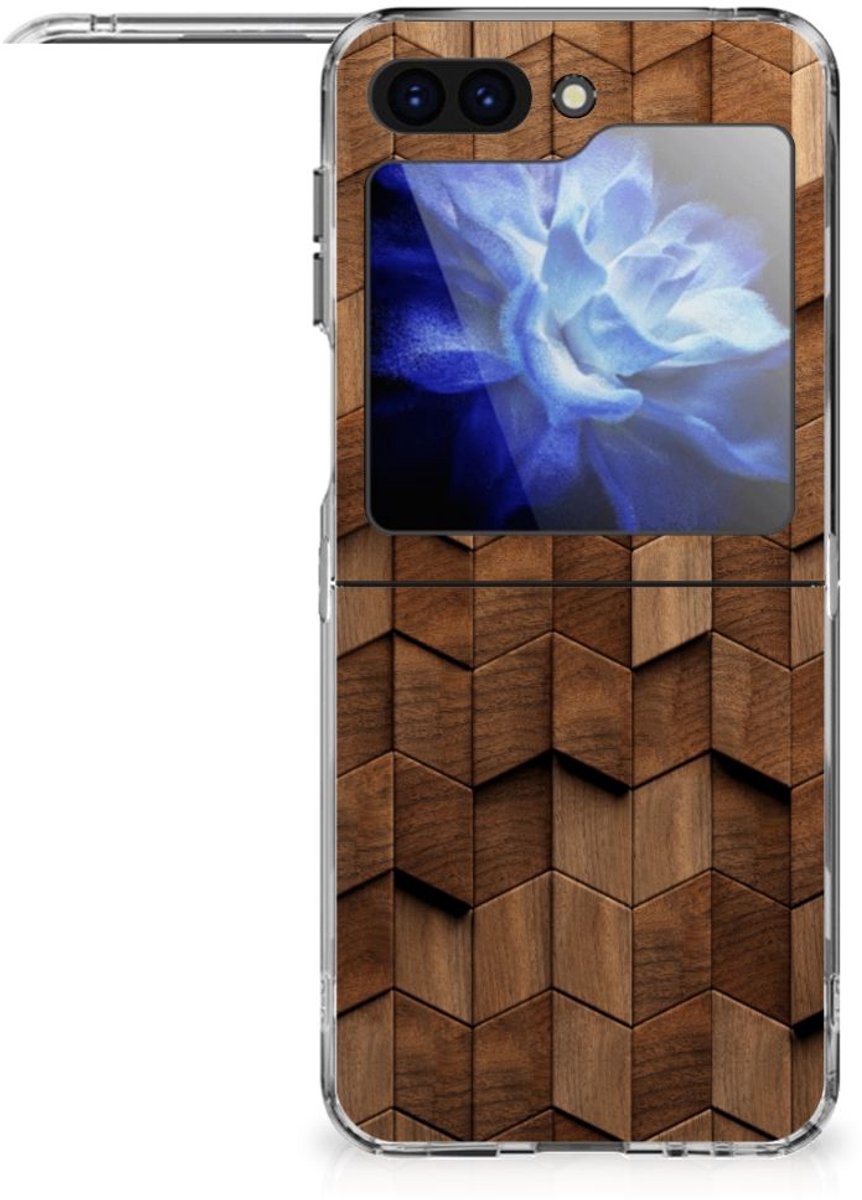 Bumper Hoesje voor Samsung Galaxy Z Flip 5 Wooden Cubes