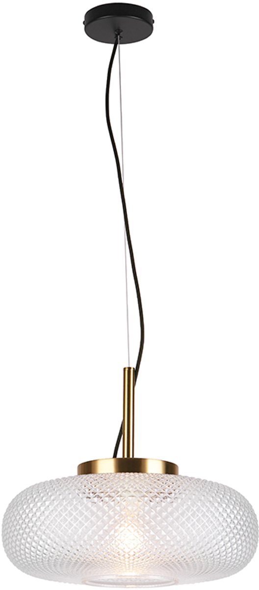 Olucia - JOHNSON - Hanglamp - Transparant / Messing - Vorm: Ovaal