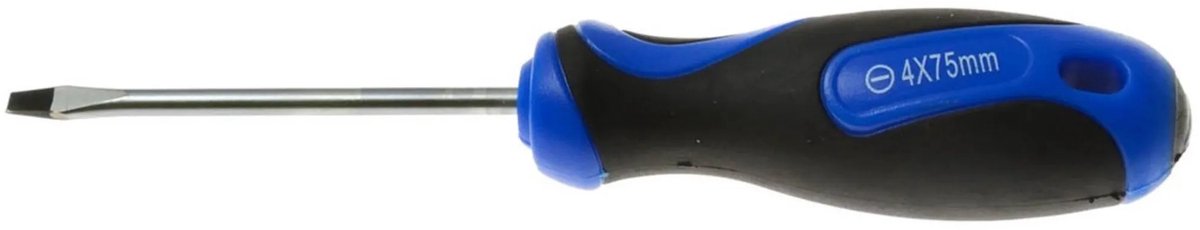 GEKO Schroevendraaier - Platte Kop - 4x75 mm - Ergonomische Handgreep - Chroom-Vanadium Staal