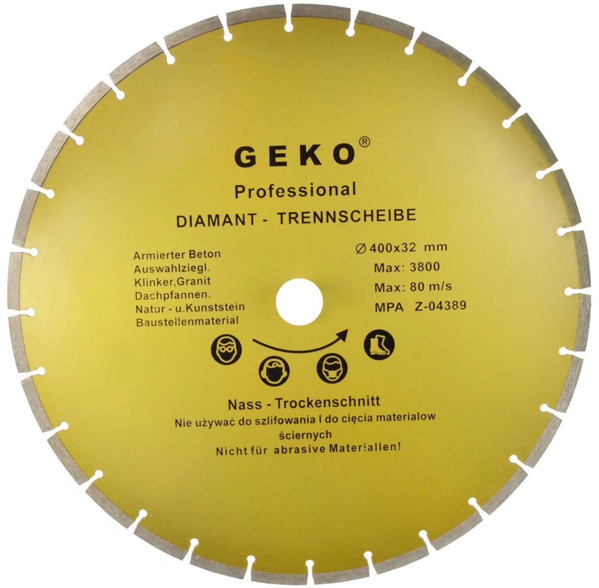 GEKO Diamantschijf - Gesegmenteerde Rand - 400 mm - Voor Steen en Beton
