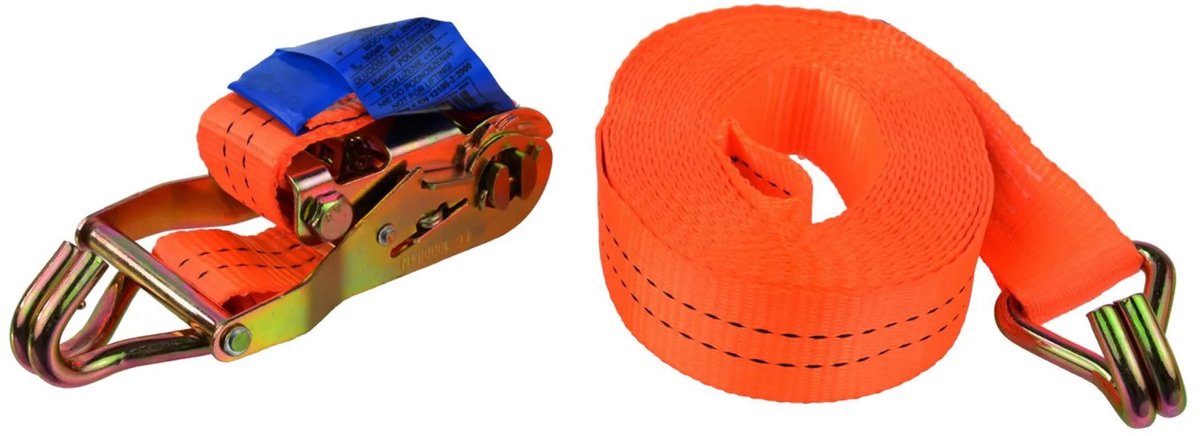 GEKO Ratelspanband met J-haken - 8m - 2000 kg - 35 mm - Polyester