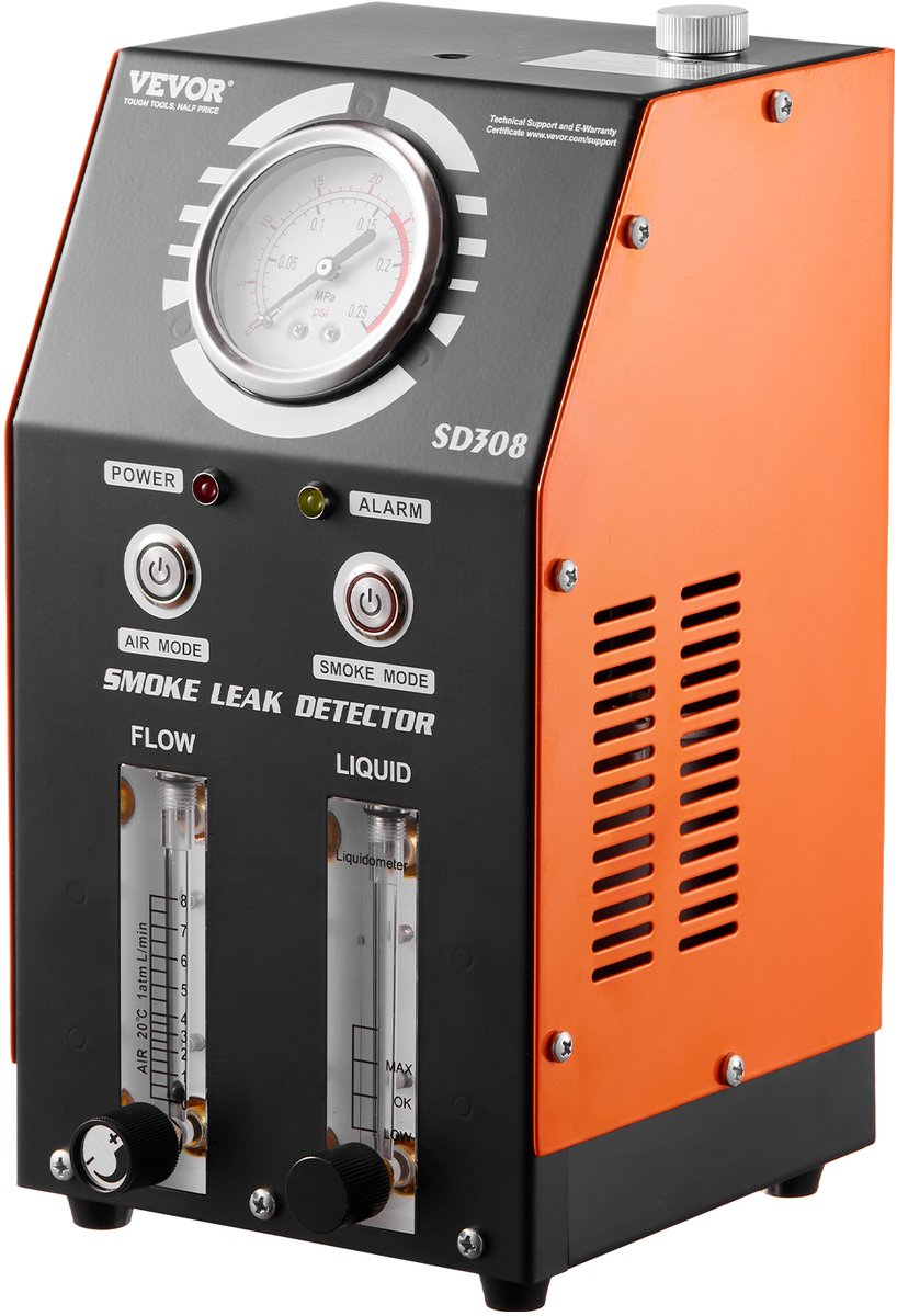 VEVOR lekdetector met rookgenerator voor voertuigen, 12V EVAP vacuümdiagnoseapparaat met geïntegreerde luchtpomp, drukmeter, debietmeter, oliepeilindicator, 2 standen voor auto's, motoren, vrachtwagens, boten en ATV's. thumbnail 2