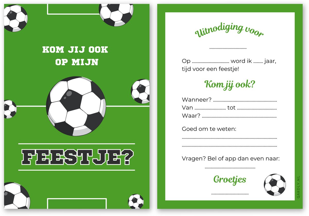 Uitnodiging kinderfeestje voetbal - 10 stuks - Uitnodiging verjaardag - Inclusief enveloppen - Uitnodiging voetbal feestje