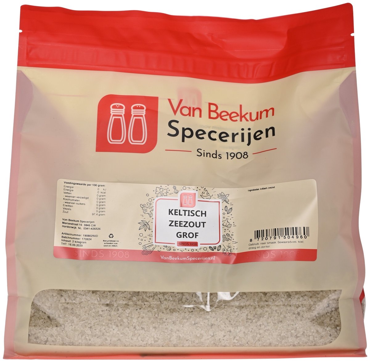 Goedkoopste Van Beekum Specerijen - Keltisch Zeezout Grof - 2 KG (hersluitbare stazak