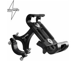 Voltano Telefoonhouder Fiets – Roestvrij Aluminium – Universeel - 360 ° Graden Draaibaar – Voor Alle Telefoons van 6,8 CM – 9,2 CM – Onder Andere voor Iphone X, XR, XS, 8/8Plus, 7/7Plus, 6S/6Splus, Samsung Galaxy S9, S8, S7 en Meer -  Zwart