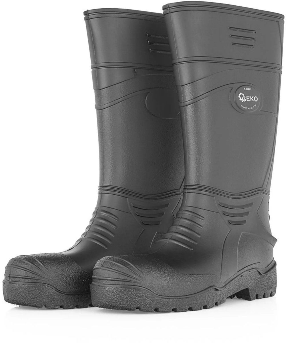 GEKO Zwarte herenlaarzen - Waterdicht PVC - Antislip - Maat 45 - Hoogte 38 cm