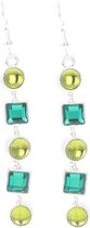 Behave® Oorbellen hangers zilver kleur met stenen groen 6,8 cm