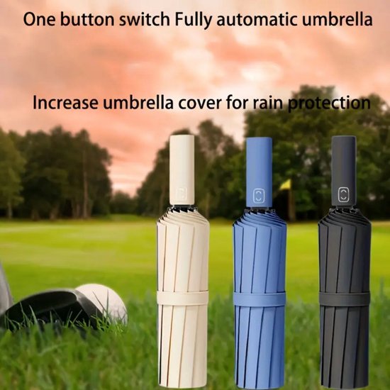 Parapluie de Golf moderne Nivard - Parapluie tempête - Pliable - Coupe-vent - Résistant aux intempéries - Protection UV - Parapluie - Portable - Vert clair