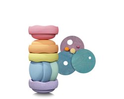 Grimms x Stapelstein® | Set Pastel + Rolling Discs Pastel Cool