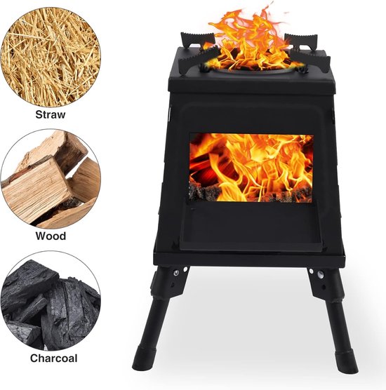 Draagbare Houtkachel Voor Kamperen (XXL)- Camping Oven voor 3-5 personen-verstelbare Kampeer Kachel - Camping Kooktoestel - Camping Accessoires-Roestvrij staal van Merkloos — afbeelding 2