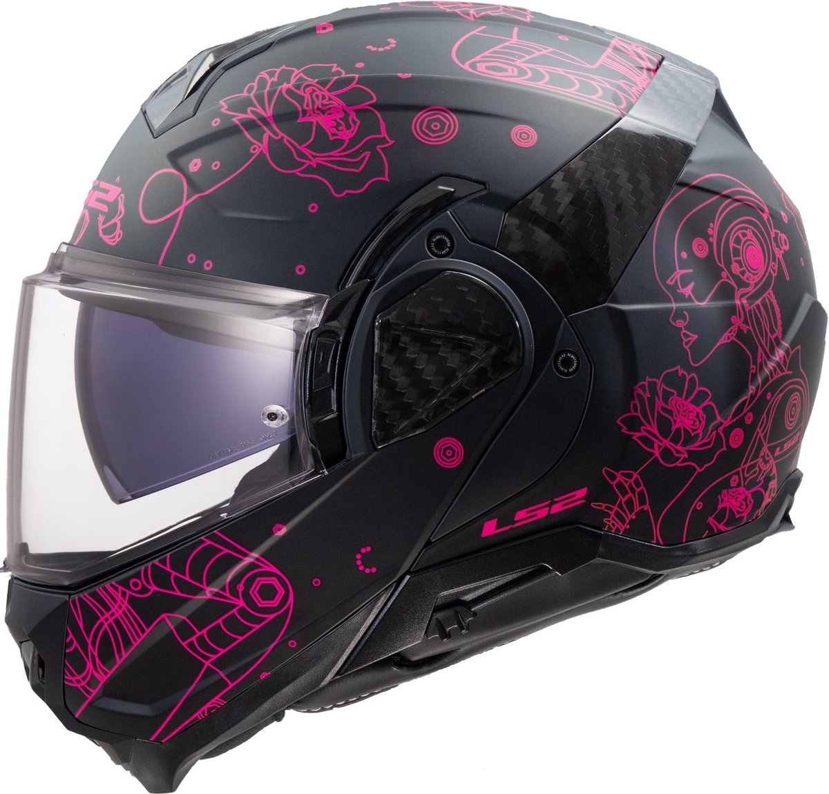 LS2 Helm Advant II Sophia FF910 mat zwart / roze maat L