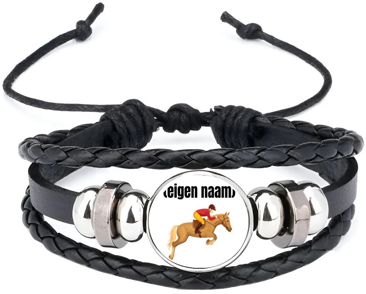 Akyol - paardrijden jockey met eigen naam armband zwart - Paarden - paarden/jockey liefhebbers - iemand die houdt van paarden of jockey - verjaardag - cadeau - kado