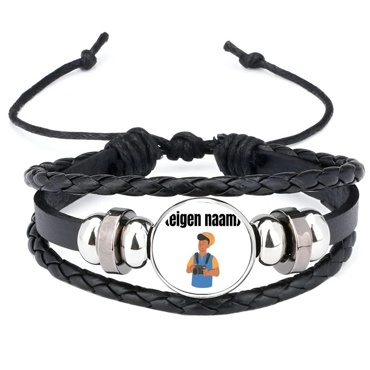 Akyol - fotograaf man met eigen naam armband zwart - Fotograaf - fotografen - camera - verjaardag - cadeau - kado