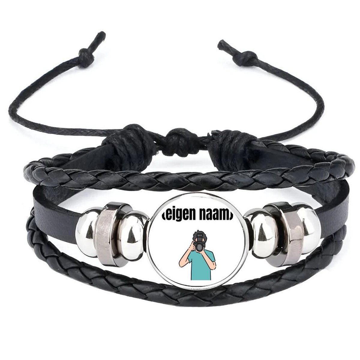 Akyol - fotograaf man met eigen naam armband zwart - Fotograaf - fotografen - leuk cadeau voor iemand die houd van foto's maken - cadeau - kado