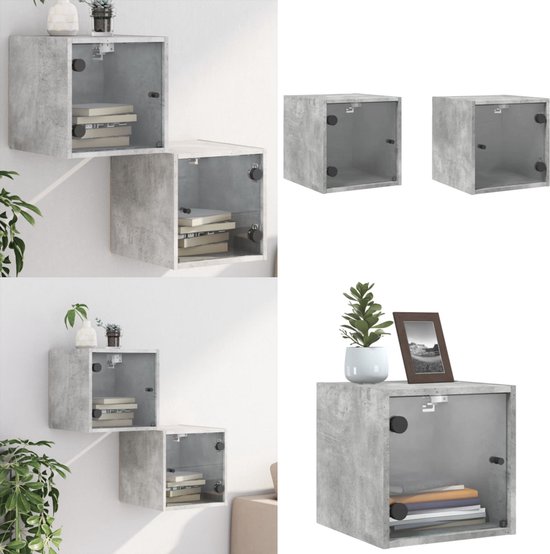vidaXL Wandkast met glazen deuren 68,5x37x35 cm gerookt
