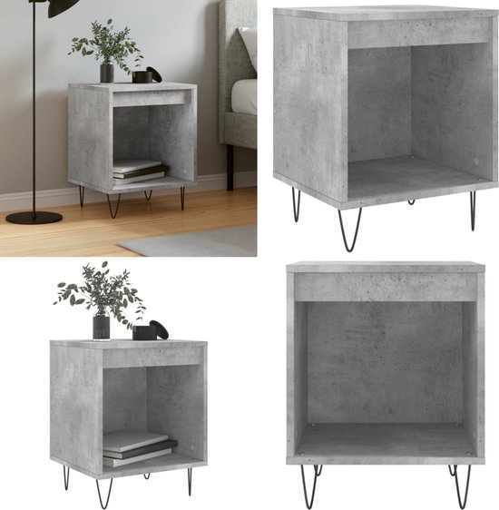 vidaXL Nachtkastjes 2 st 40x35x50 cm betongrijs