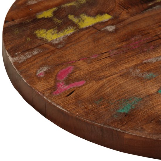 Piano Per Tavolo Rotondo In Legno Massello Di Recupero – Diametro 40 Cm, Spessore 2,5 Cm, Finitura Naturale