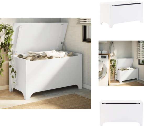 vidaXL Opbergbox wit 109x36,5x33 cm massief grenenhout