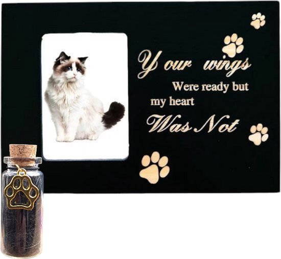 Foto: Katten urn honden urn met gratis memorial flesje luxe huisdier urn zwart hout met fotolijstje urn voor kat urn voor hond crematie urn luxe urn voor as