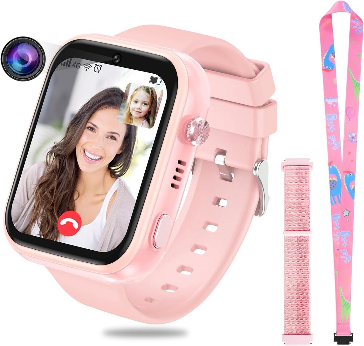 4G Smartwatch voor Kinderen met GPS, Video- en Spraakoproepen, Waterdicht, 1,83 inch HD-scherm, SOS-functie, Geschikt voor 4-12 jaar
