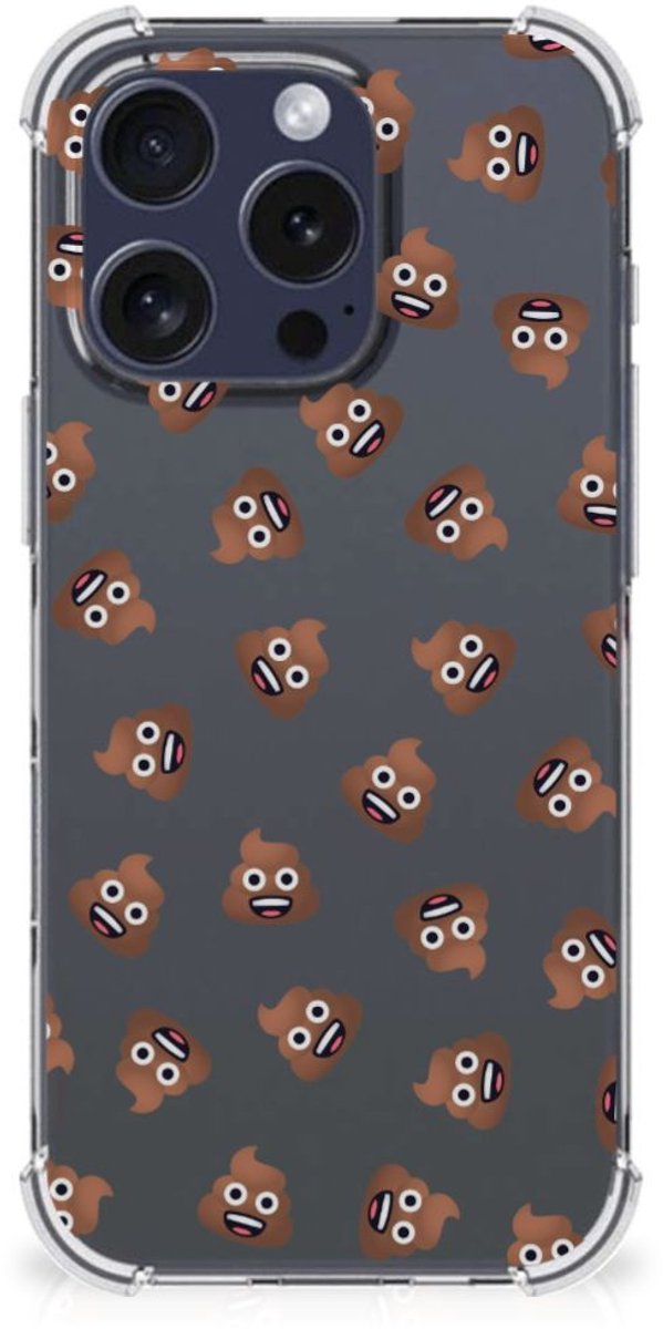 Doorzichtige Silicone Hoesje voor iPhone 16 Pro Poep Emojis