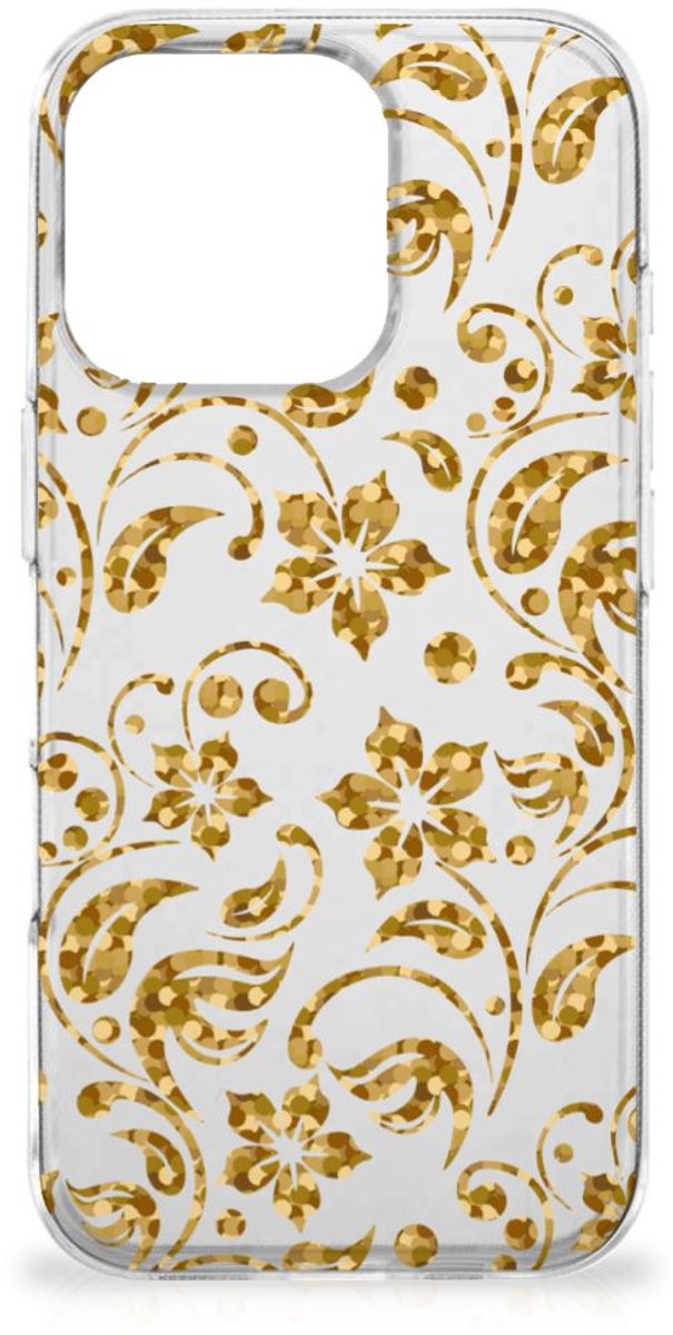 iPhone 16 Pro TPU Case Gouden Bloemen