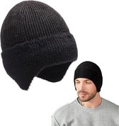 Bonnet tricoté avec cache-oreilles pour homme - Chaud et laineux avec doublure polaire